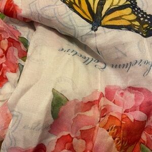 Floral and Butterfly Print Scarf